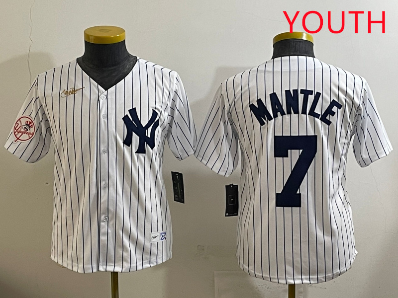 Youth New York Yankees #7 Mantle White 2025 Nike MLB jersey style 12